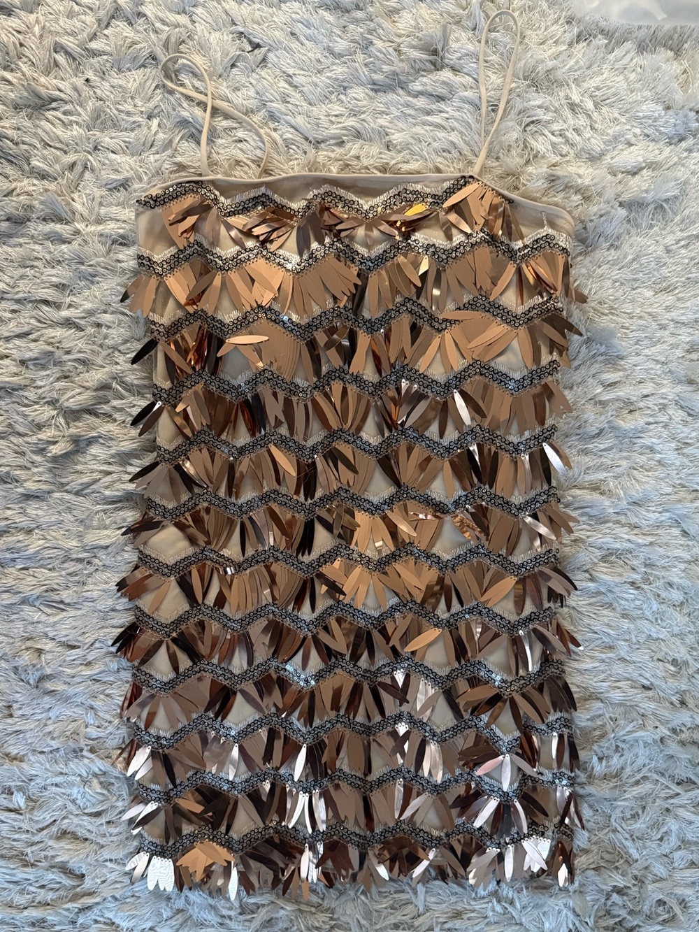 Sequin Layered Mini dress in Rose Gold